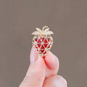 Strawberry pin gold tone